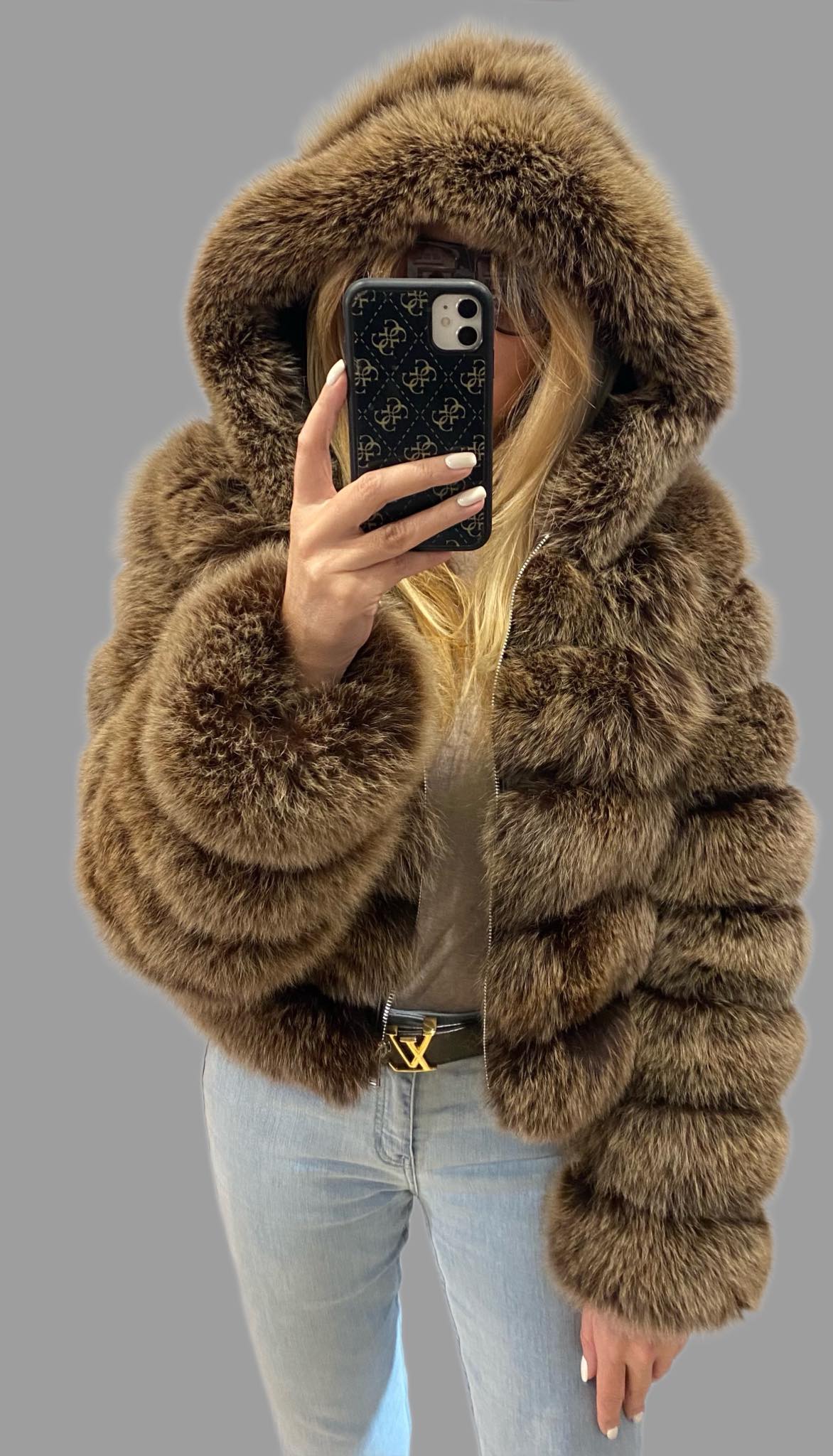KURTKA LISY MANYANA KAPTUR FUTRO LUX PREMIUM